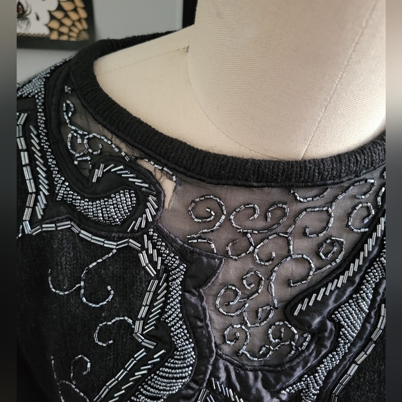 Vintage 1990 Beaded Silk Blend Sweater size M - Picture 4 of 8